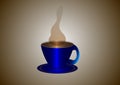 Perfect blue cup of coffee with steam