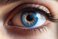 Perfect blue-eye macro. Perfect vision. The vision of the future and healthy life concept. View precise and straight to