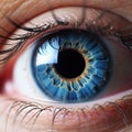 Perfect blue eye macro in a sterile environment and perfect vision in resolution Royalty Free Stock Photo