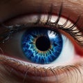 Perfect blue eye macro in a sterile environment and perfect vision in resolution Royalty Free Stock Photo