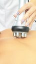 Perfect body radio treatment. Woman at spa procedure. Doctor hand, girl body. RF Royalty Free Stock Photo