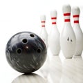 Bowling strike isolated on white background Royalty Free Stock Photo