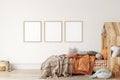 Frame mockup in child room interior. Nursery Interior in scandinavian style. 3d rendering, 3d illustration