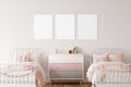 Frame mockup in child room interior. Nursery Interior in scandinavian style. 3d rendering, 3d illustration Royalty Free Stock Photo