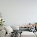 Mock up wall Christmas interior. Scandinavian style. Wall art. 3d rendering, 3d illustration Royalty Free Stock Photo