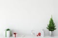 Mock up wall Christmas interior. Scandinavian style. Wall art. 3d rendering, 3d illustration Royalty Free Stock Photo