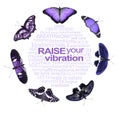 Spiritual Words to Inspire You and Raise Your Vibration purple butterfly Wall Art Royalty Free Stock Photo