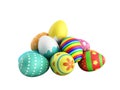 Perfect colorful handmade easter eggs 3d render on a white no shadow