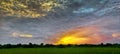 Perfect combination of green farm and rainy sky