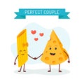 Perfect couple cheese and pasta characters