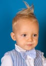 A perfect cut. Boy child with stylish blond hair. Healthy hair care habits. Small child with messy top haircut. Small Royalty Free Stock Photo