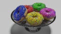 Donut. 3D Illustration. 3D Render 3 Donuts with perfect Icing on top