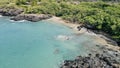 perfect day at Beach 69, on Big Island, Hawaii. aerial view from drone