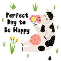 Perfect day to be happy card with a funny cow