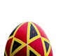 Perfect ethnical handmade easter egg. Decorated with patterns. Isolated on white