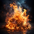 Perfect fire  over black background Royalty Free Stock Photo