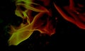 Fire dark green  over black background wallpaper. Royalty Free Stock Photo