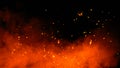 Perfect fire particles embers texture. Abstract flying sparkle overlays on background for text or space. Stock illustration