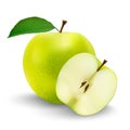 Perfect Fresh Green Apple Isolated on White Background in Full Depth of Field with Clipping Path.