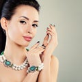 Perfect Glamorous Model Woman with Pearls Necklace Royalty Free Stock Photo