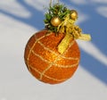 Perfect gold christmas ball with on snow