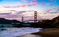 Perfect Golden Gate Bridge of San Francisco sunset golden hour