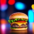 Perfect hamburger classic burger american cheeseburger isolated on white reflection Illustration Royalty Free Stock Photo