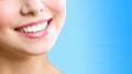 Perfect healthy teeth smile of a young woman. Teeth whitening. Dental clinic patient. Image symbolizes oral care Royalty Free Stock Photo