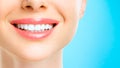 Perfect healthy teeth smile of a young woman. Teeth whitening. Dental clinic patient. Stomatology concept. Royalty Free Stock Photo