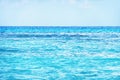 A perfect horizon line between turquoise sea water and blue sky. Caribbean, Royalty Free Stock Photo