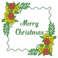 Perfect invitation card of merry christmas, with decorative element of colorful flower frame. Vector