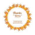 Perfect for invitation thanksgiving, with pattern art of leaf floral frame. Vector Royalty Free Stock Photo