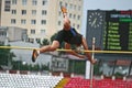 Athlete at his try on pole vault 