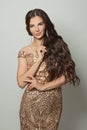 Perfect lady fashion model with long hair posing, glamorous fashionable woman portrait Royalty Free Stock Photo