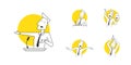 Perfect line speaker icons in various poses and manifestations of oratory professional skills. Modern linear