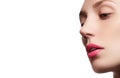 Perfect lips. Professional Make-up. Lipgloss. Closeup portrait Royalty Free Stock Photo