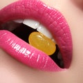 Perfect Lips. girl mouth close up. Beauty young woman smile Royalty Free Stock Photo