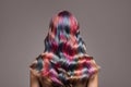 Perfect long wavy colorful hair.