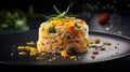 The Perfect Lunch or Dinner Classic Italian Risotto with a Twist. Delicious and Elegant Food photography. Generative AI