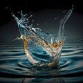 Macro shot of turquoise aqua water splash in pure hygiene minimal liquid. Jets ripple and drops in motion. Generative AI Royalty Free Stock Photo