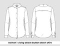 Women`s long sleeve button down shirt template