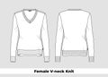 Female v-neck knit vector template