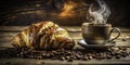 A Perfect Morning Routine Indulge in a Cozy Breakfast Scene Featuring Freshly Baked Croissants and a Rich Cup