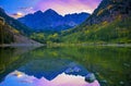 Perfect Mountain Reflection In Outdoor Lake Summer In The Maroon Bells Royalty Free Stock Photo