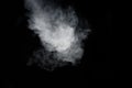 Perfect mystical curly white steam or smoke isolated on black background. Abstract background fog or smog