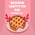 Perfect for National Cherry Pie Day celebrations, this vector graphic honors the holiday