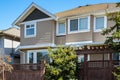 A perfect neighborhood. Houses in suburb in the north America. Real Estate Exterior Front House on a sunny day Royalty Free Stock Photo