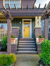 A perfect neighbourhood. Porch and entrance of a nice residential house Royalty Free Stock Photo