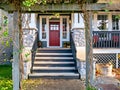 A perfect neighbourhood. Porch and entrance of a nice residential house Royalty Free Stock Photo