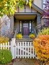 A perfect neighbourhood. Porch and entrance of a nice residential house Royalty Free Stock Photo